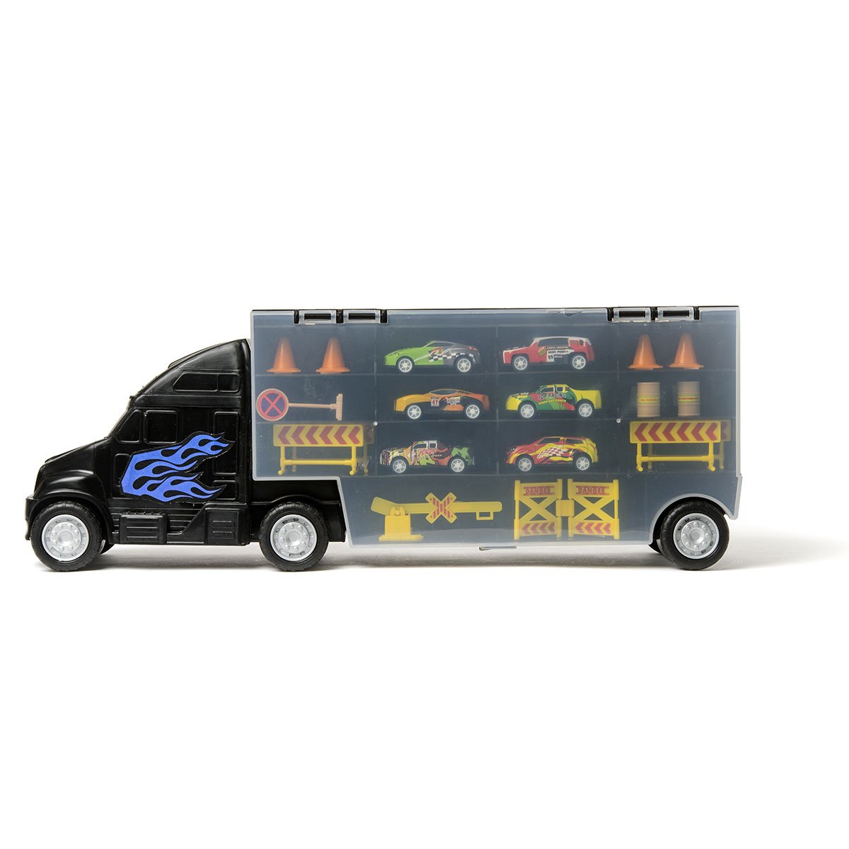 Camion transporteur et 6 voitures blanc, OXYBUL 