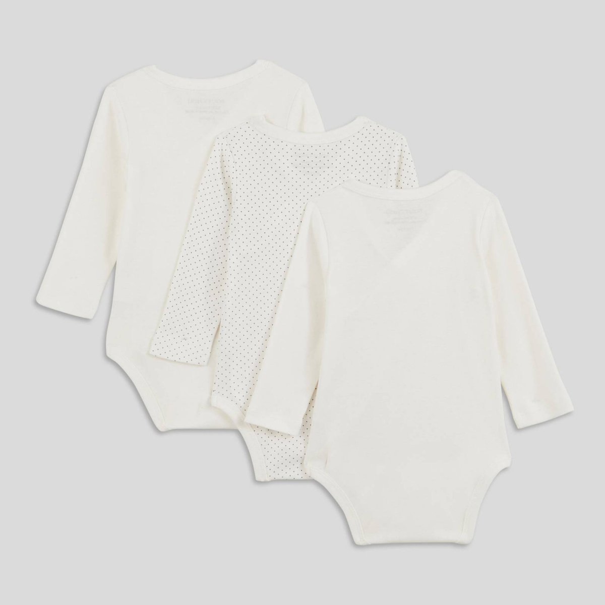 Lot de 3 bodies manches longues croisés en coton BIO, certifié GOTS et OEKO TEX blanc, BOUT'CHOU