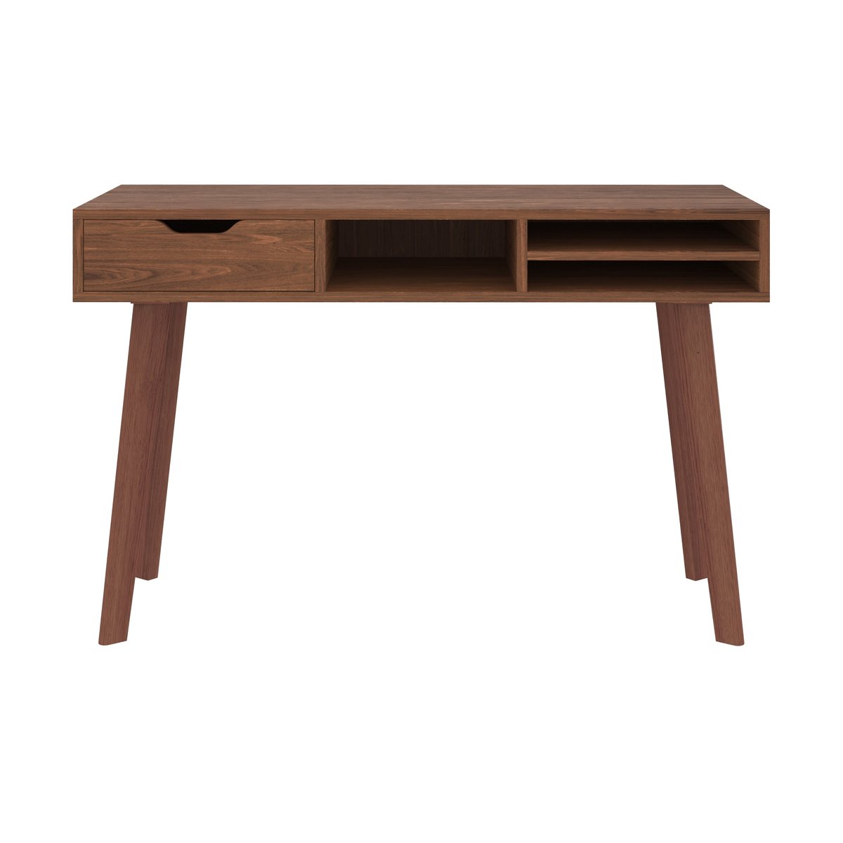 Bureau 1 tiroir et 3 niches en bois - MOKA bois foncé, MAISON PAVANE