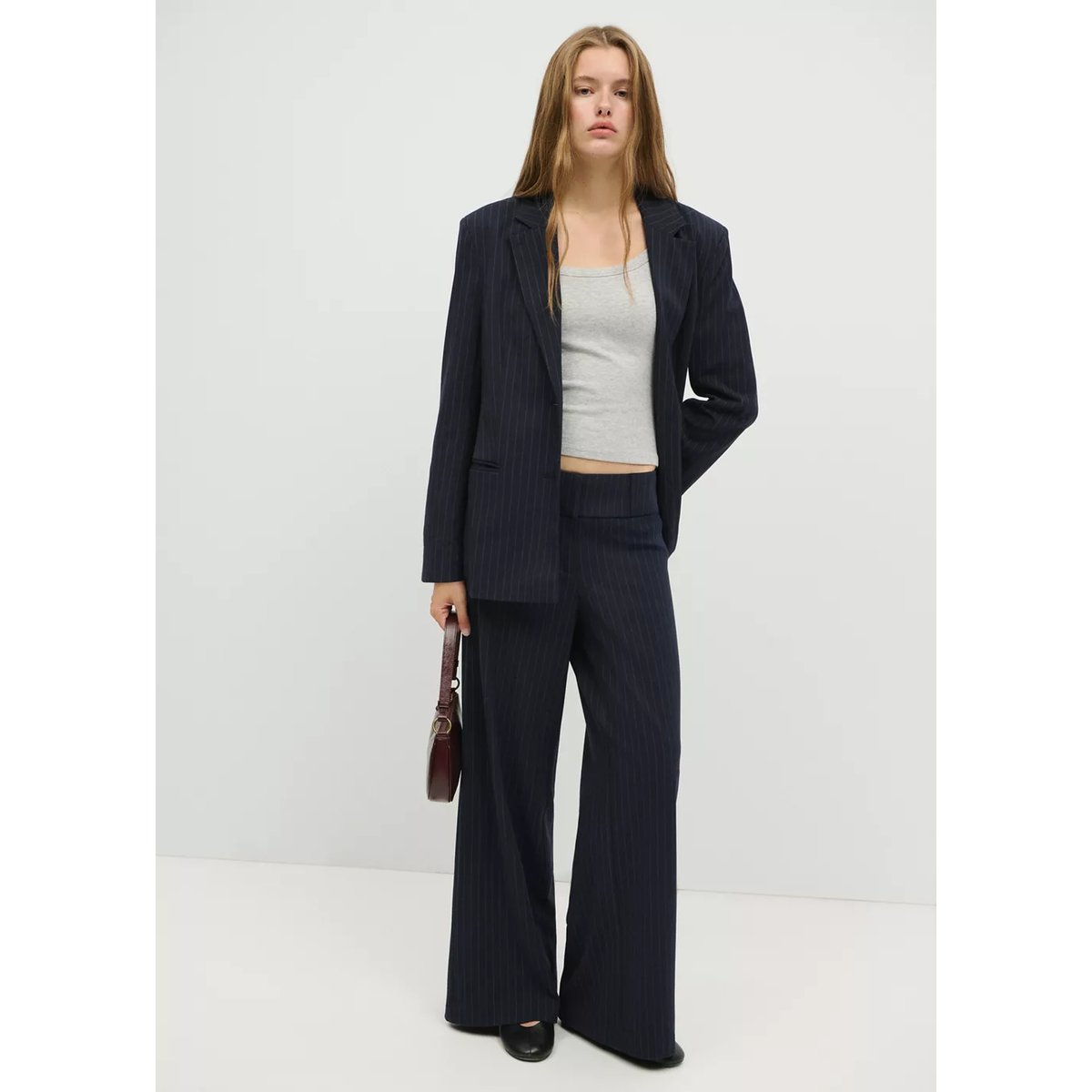 Pantalon à fines rayures bleu marine, MANGO TEEN