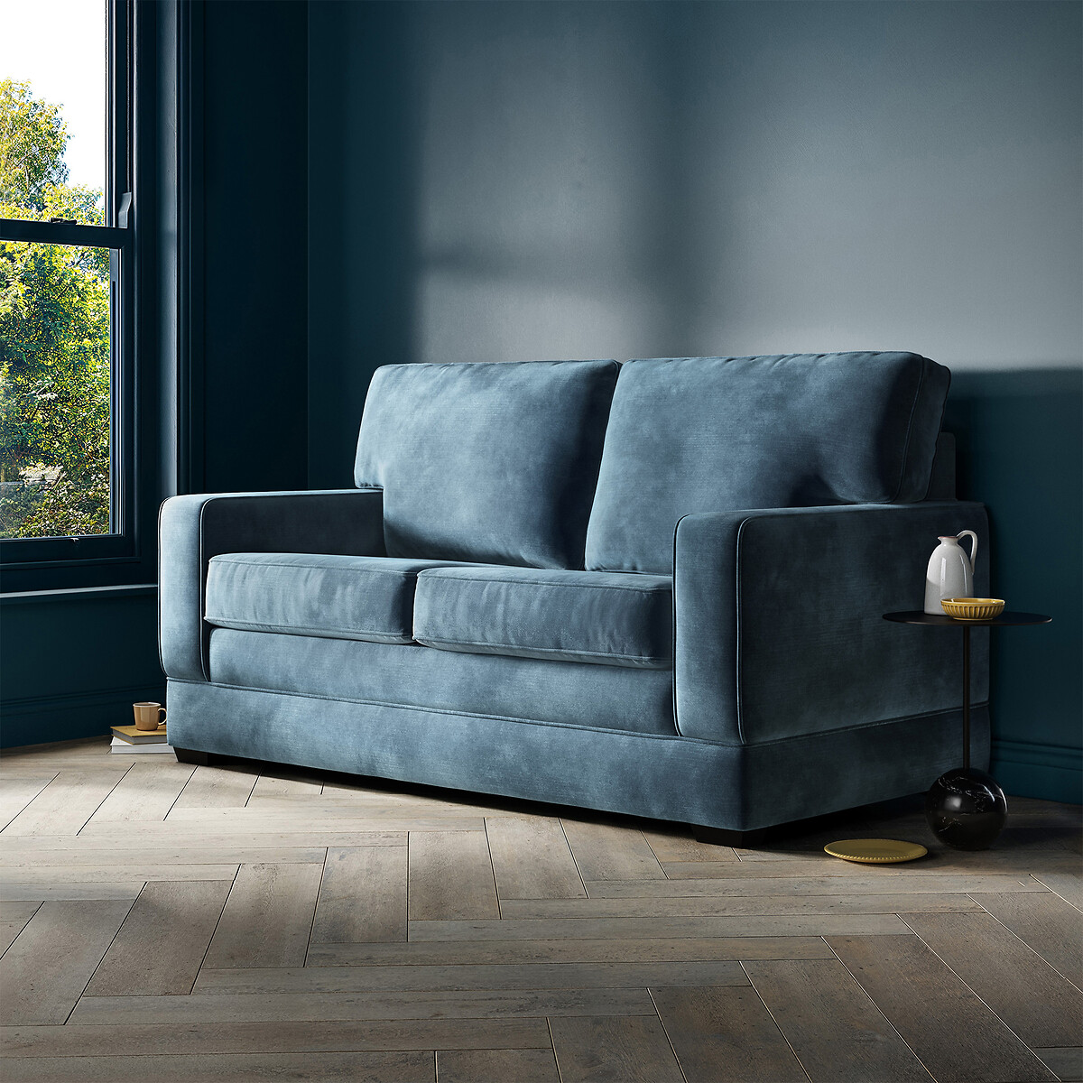Jay-Be® Urban Luxe Velvet 2 Seater Sofa Bed with Pocket Mattress airforce blue, JAY-BE