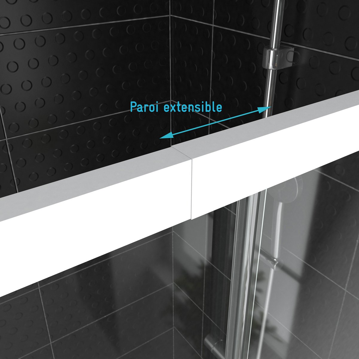 Paroi de douche carrée extensible blanc, HOME MAISON