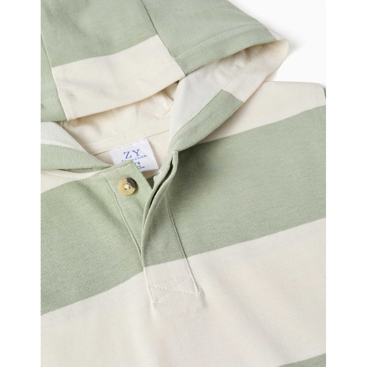Sweat en coton avec capuche et à rayures vert clair, ZIPPY