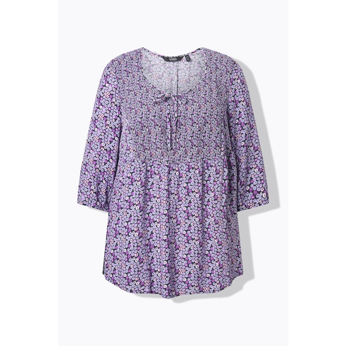 Blouse smockée, motif à fleurs lavande, ULLA POPKEN