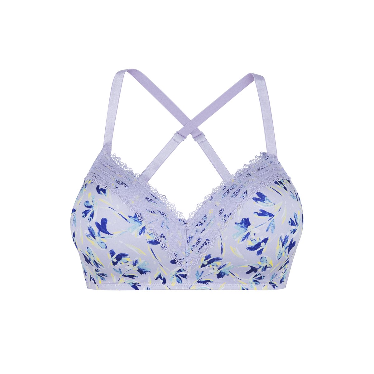Brassière AGATHE FANTAISIE fleurs mauves, SANS COMPLEXE