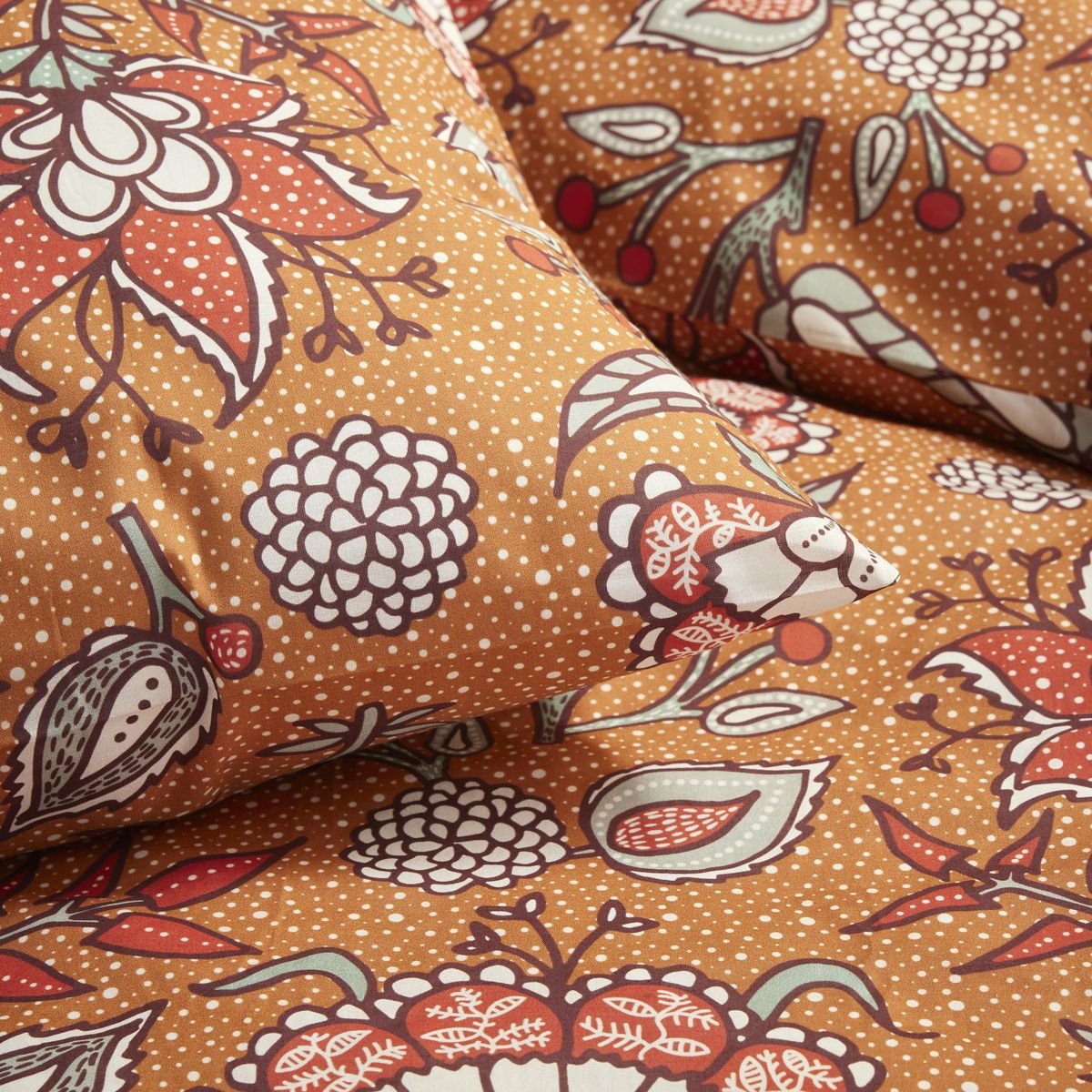 Parure de lit imprimé Floral coton SUNSHINE LUK orange, TODAY