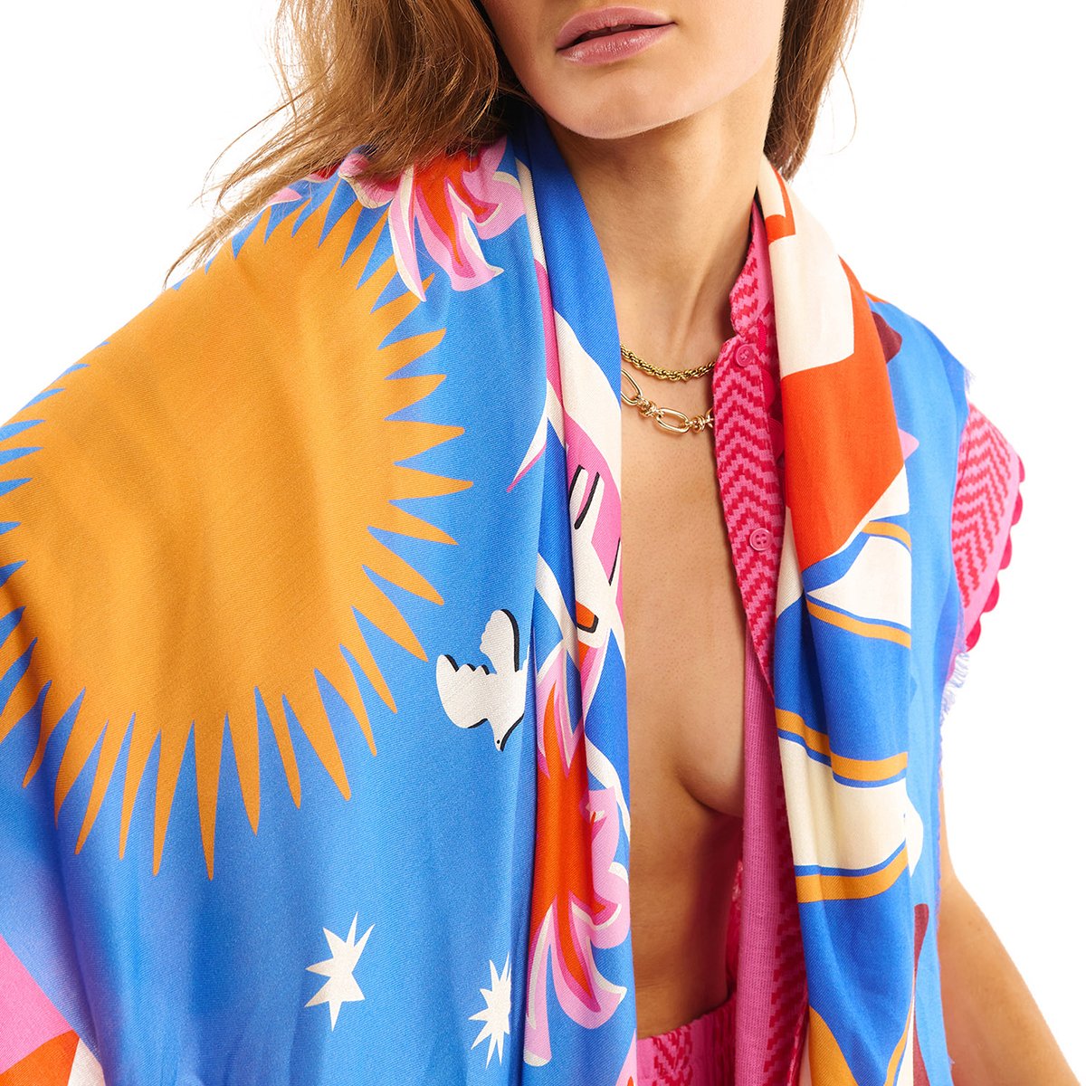 Foulard imprimé CHACHACHA rose, WILD