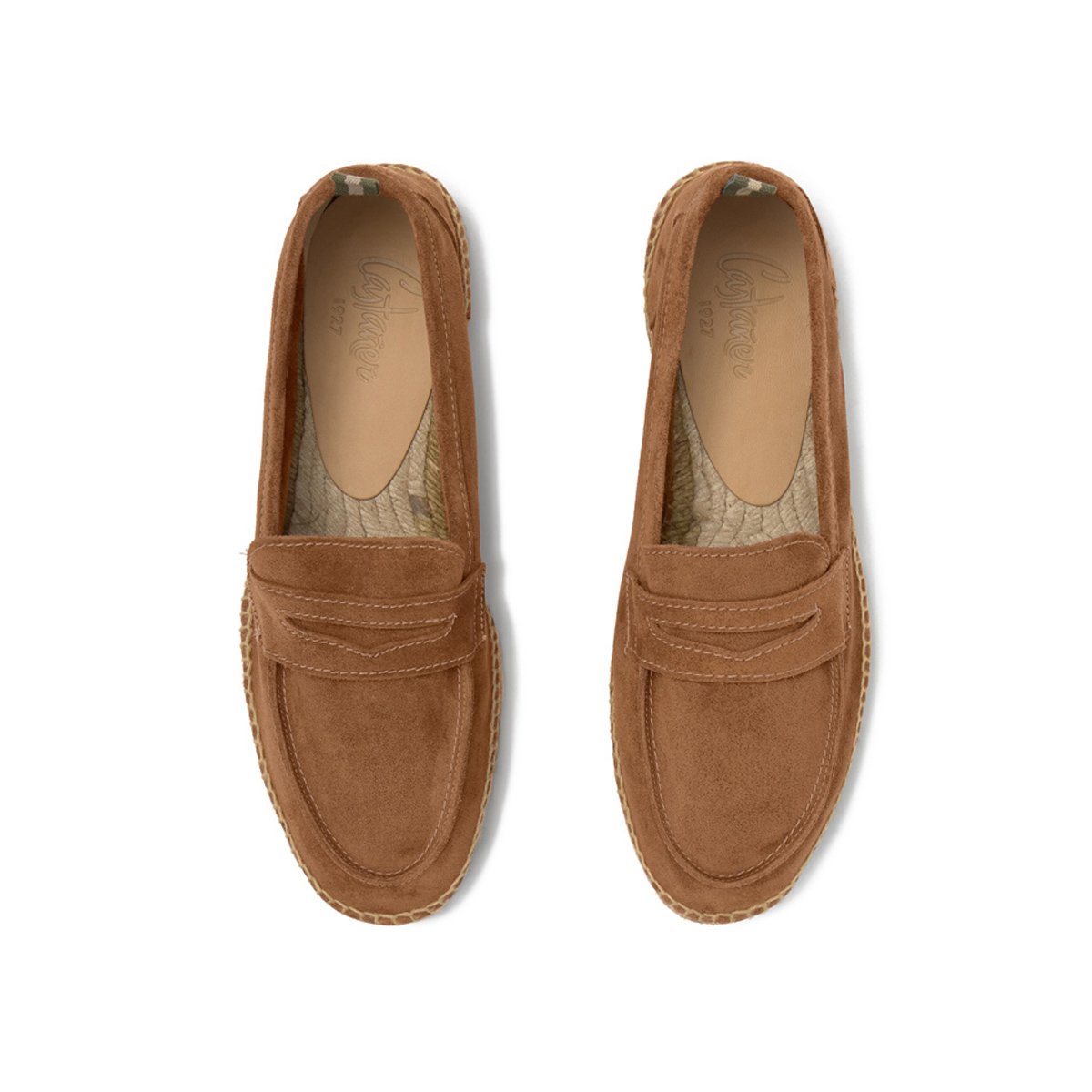 Espadrilles mocassins en cuir et jute NACHO LIGHT PLATFORM cognac, CASTANER