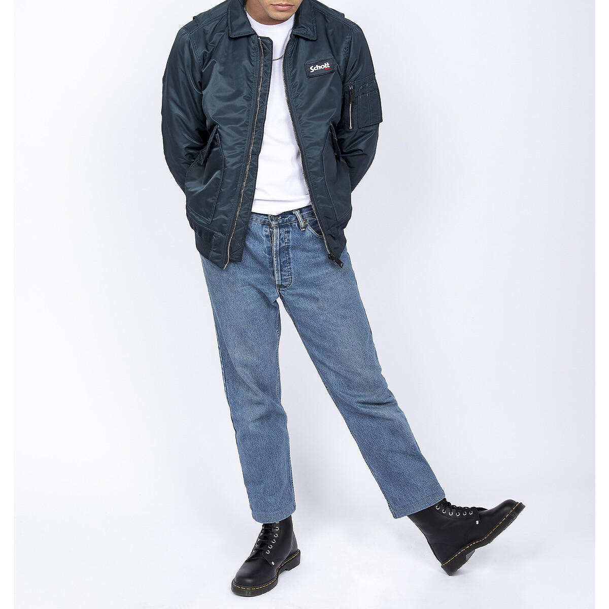 Chaqueta unisex, estilo bomber clásico, 210100 azul marino, SCHOTT