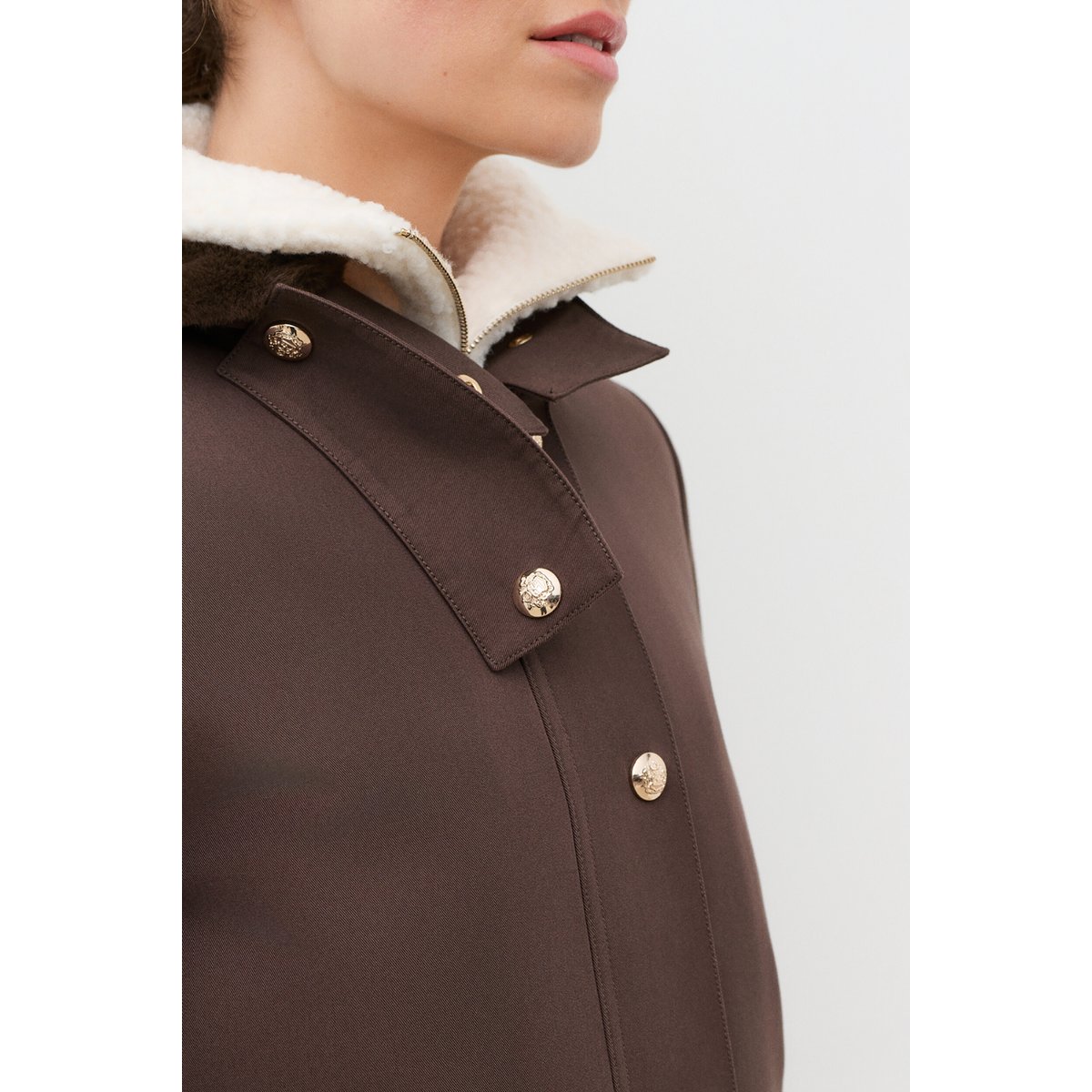 Parka droite doublure GPENELOPE marron foncé, CAROLL