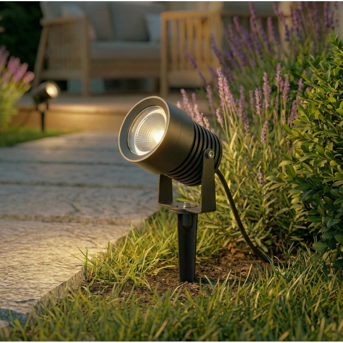 Lampe à planter en aluminium moderneLED gris foncé, clair, LUCANDE