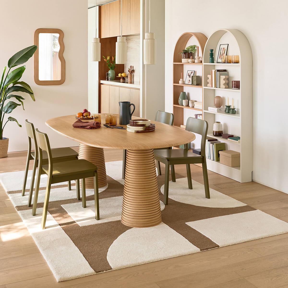 Table à manger, ovale, en plaqué chêne, 6 à 8 couverts, LIAM coloris chêne, LA REDOUTE INTERIEURS