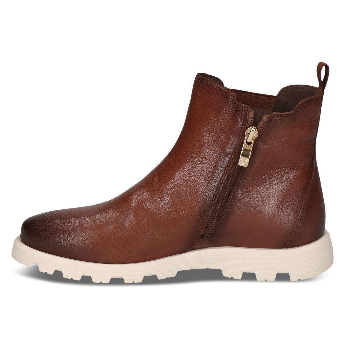 Bottine zippée marron mocca combiné, CAPRICE