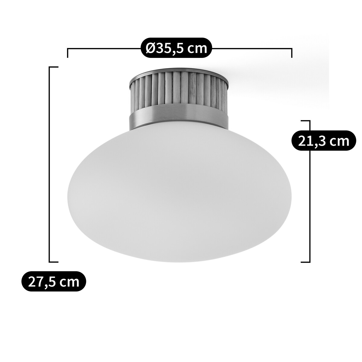 Dolce Ceiling Or Wall Light, in Brass, Bamboo and Opaline Glass white, LA REDOUTE INTERIEURS