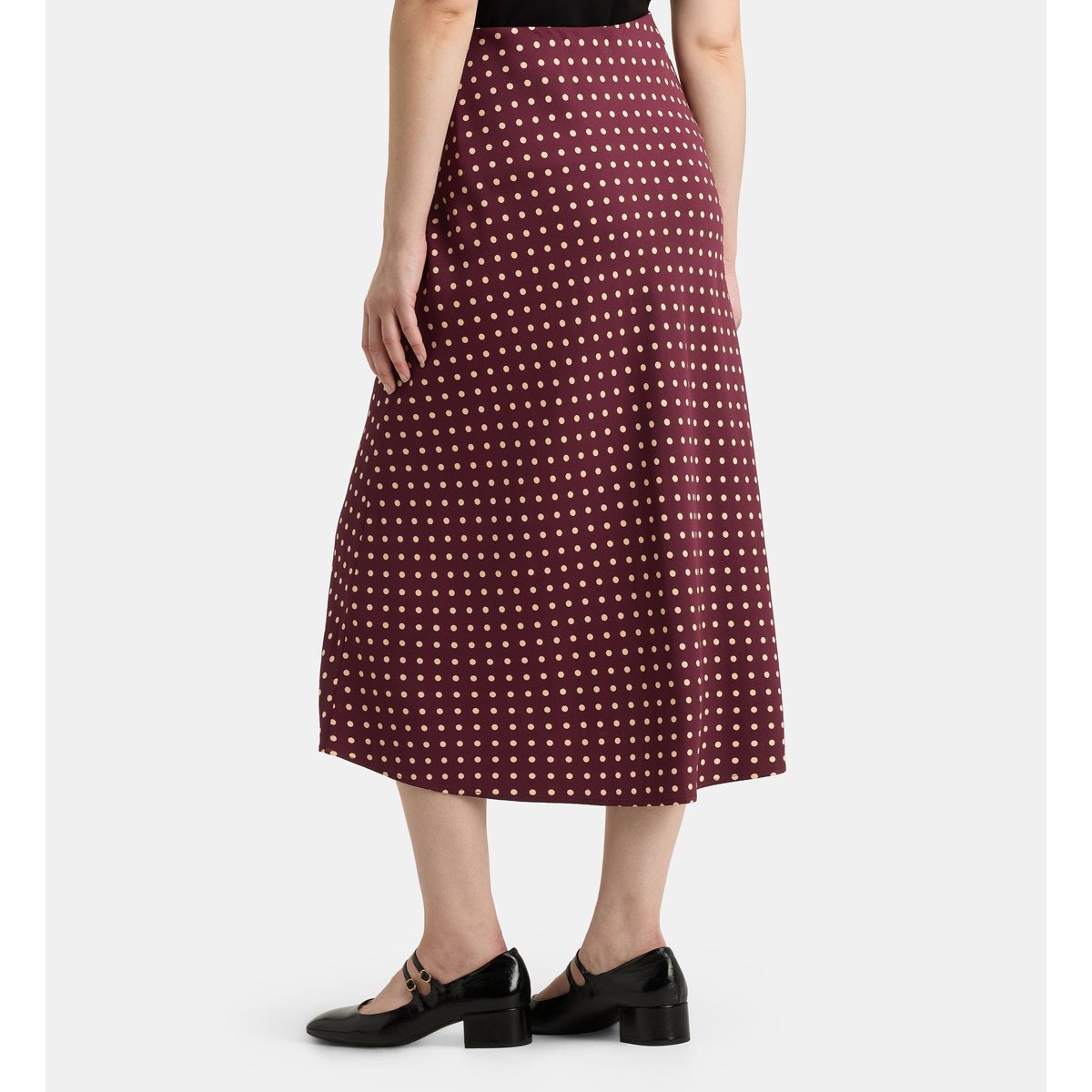 Jupe midi évasée turin dot pois bordeaux, GALERIES LAFAYETTE
