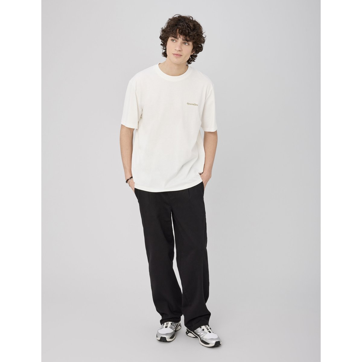 Pantalon droit à pinces noir, BZB