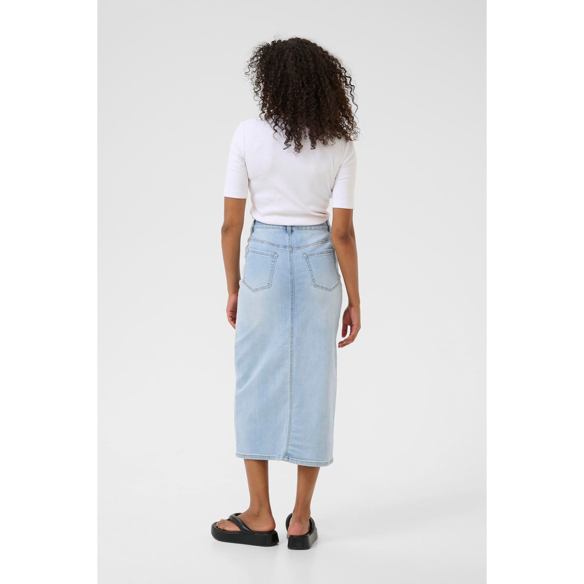 Denim skirt bleu light blue washed denim, KAFFE