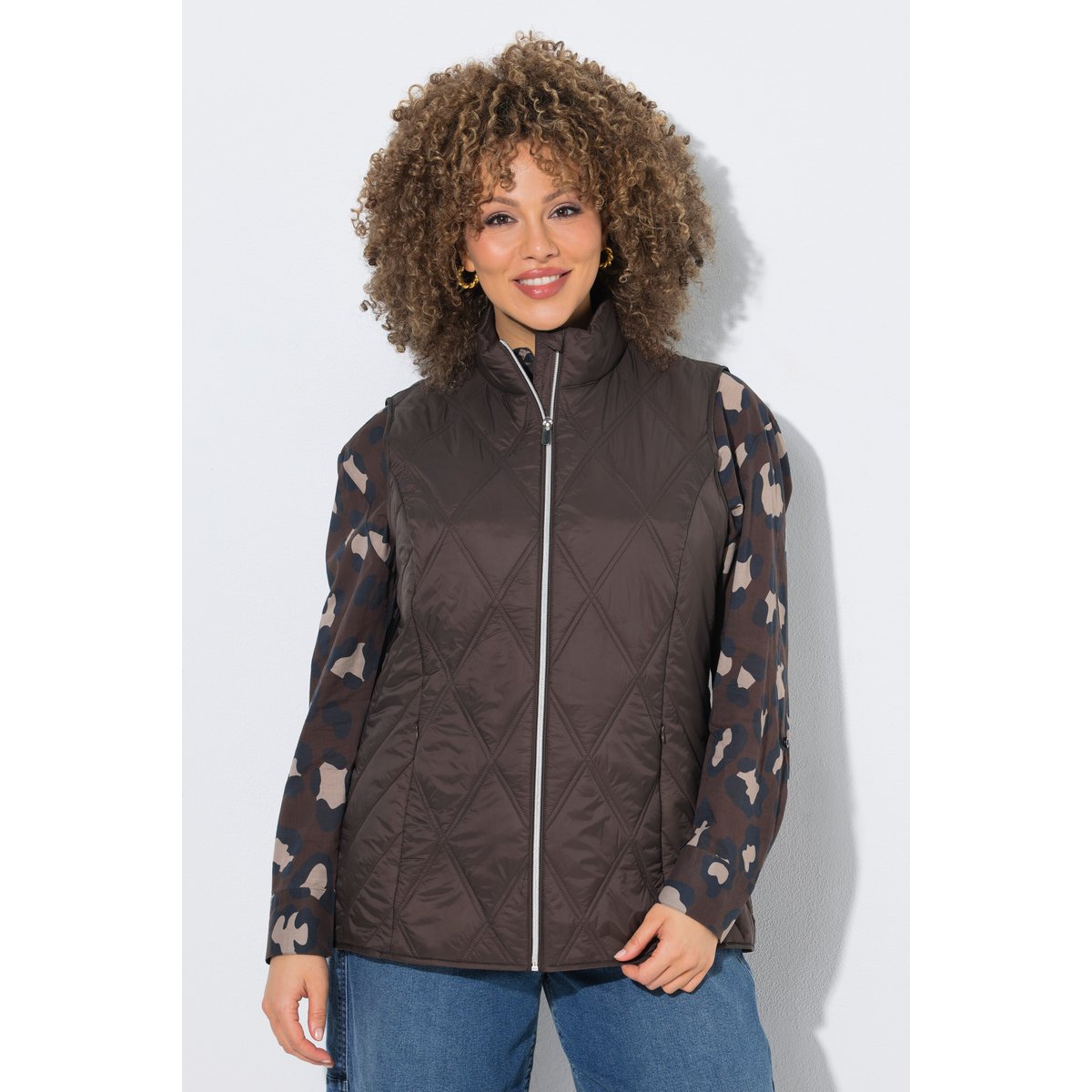 Veste sans manches HYPRAR, col montant chocolat noir, ULLA POPKEN