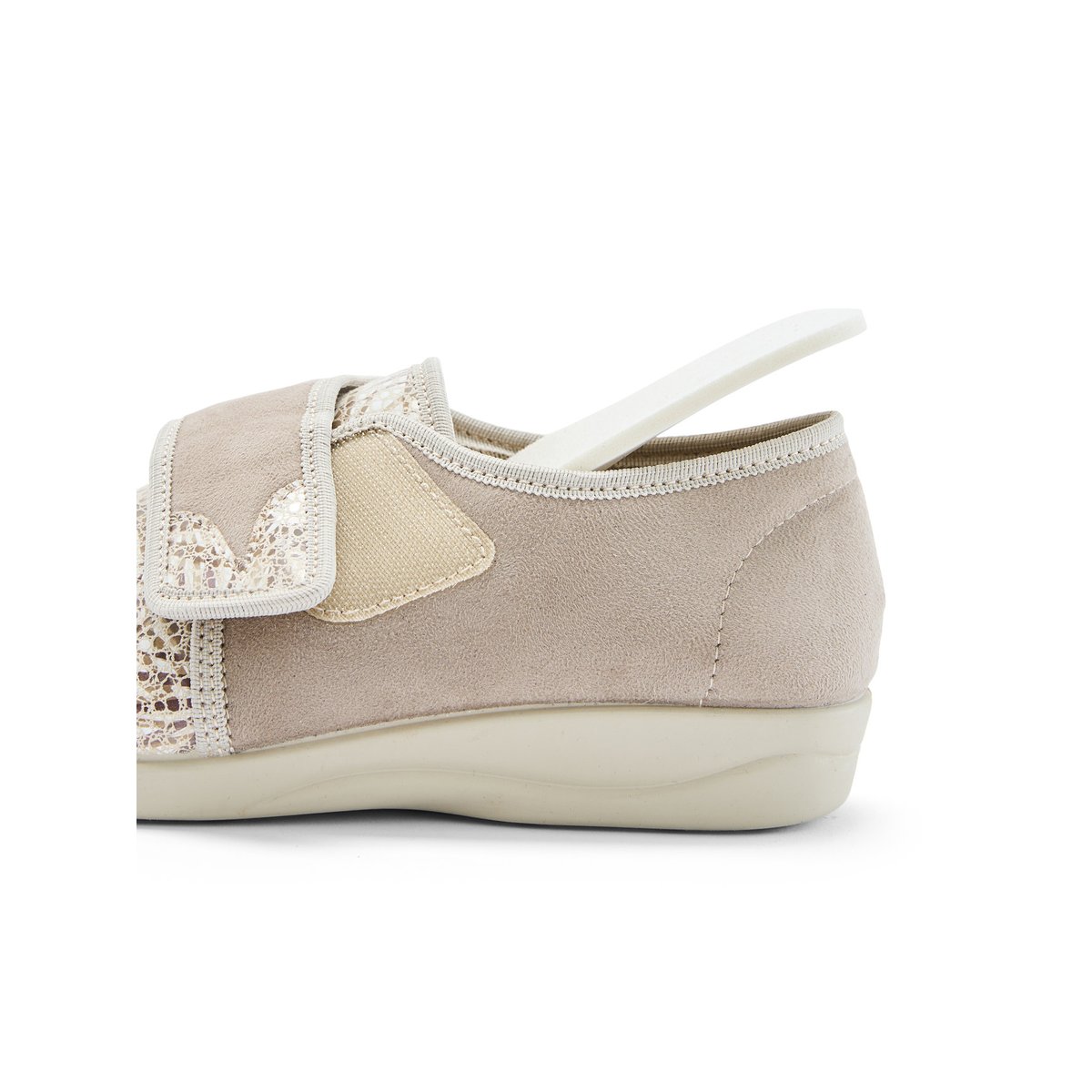 Derbies à scratch tissu extensible beige, PEDICONFORT
