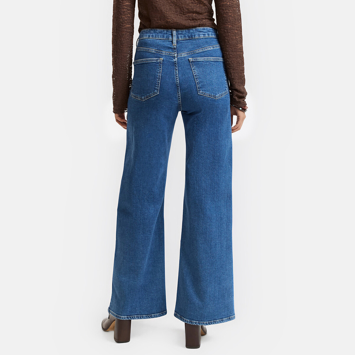 Bootcut-Jeans mit hohem Bund blue stone, LA REDOUTE COLLECTIONS