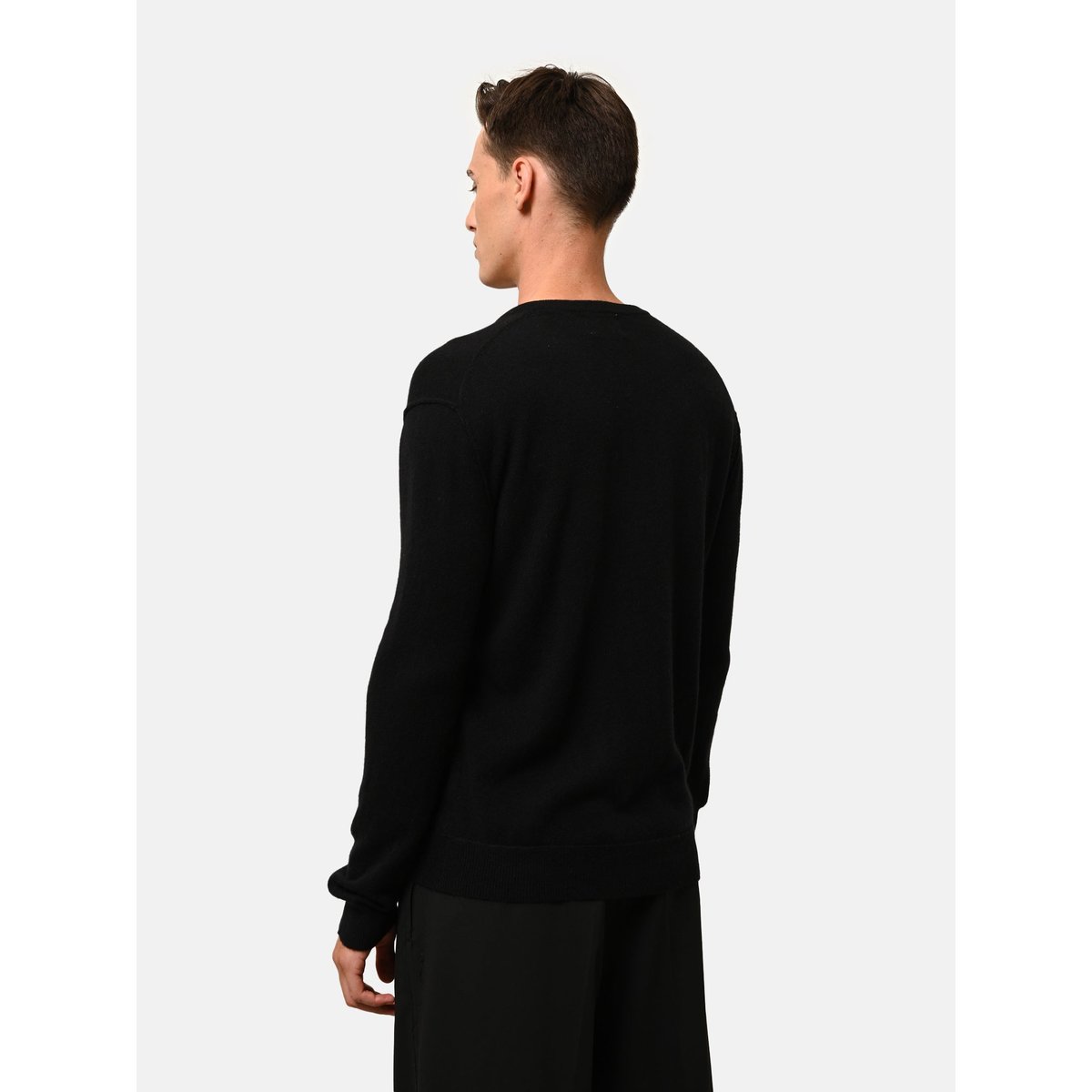 Pull Col V  Noir Tom noir, JUST CASHMERE