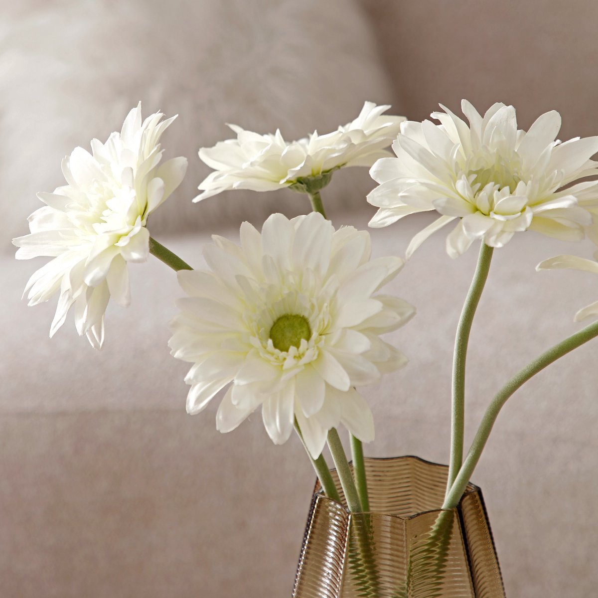 Tige de gerbera artificielle H59 blanc, SIA DECO