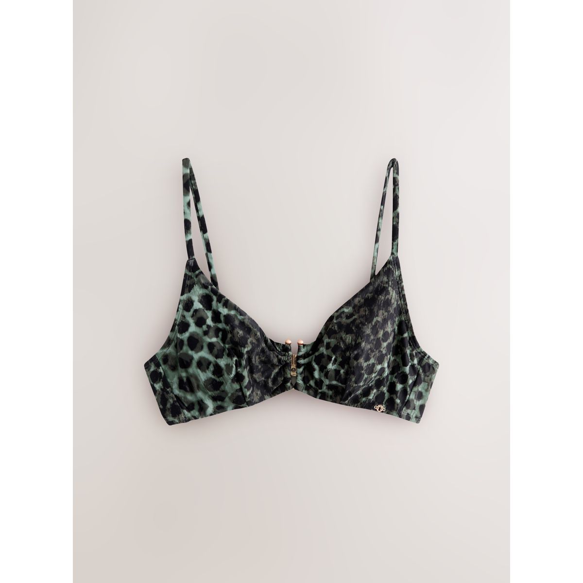 Haut de bikini à armatures non rembourré imprimé léopard vert et noir, NEXT