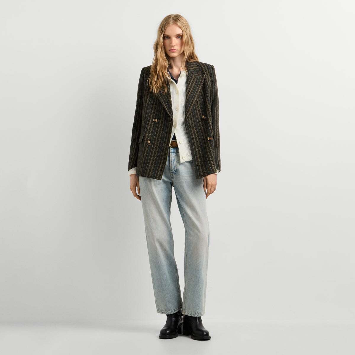 Veste Type Blazer À Carreaux vert gamme, PEPE JEANS