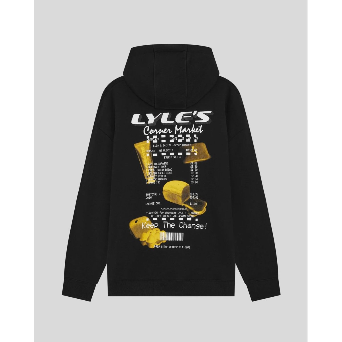 Sweat à capuche Corner Market graphique noir jais, LYLE & SCOTT