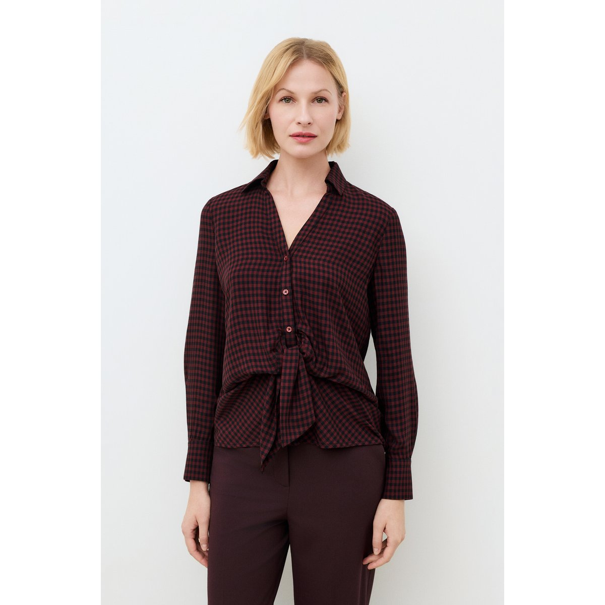 Chemise droite col chemise CITA rouge foncé, CAROLL