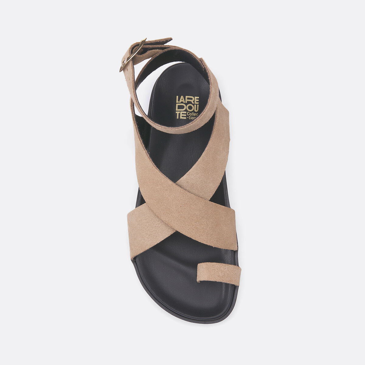 Sandales entre-doigt en cuir beige, LA REDOUTE COLLECTIONS