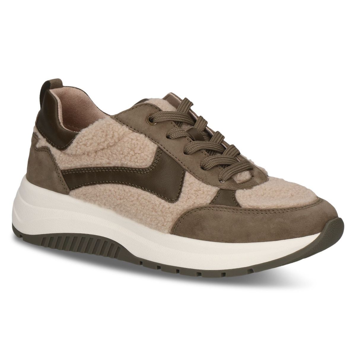 Basket en cuir vert pâle combiné, CAPRICE