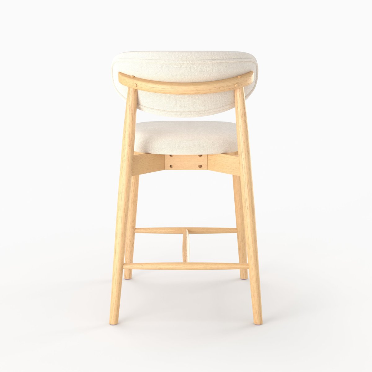 Lot de 2 chaises pour ilot central 64,5 cm en tissu et bois d'hévéa - YUNA beige, MAISON PAVANE
