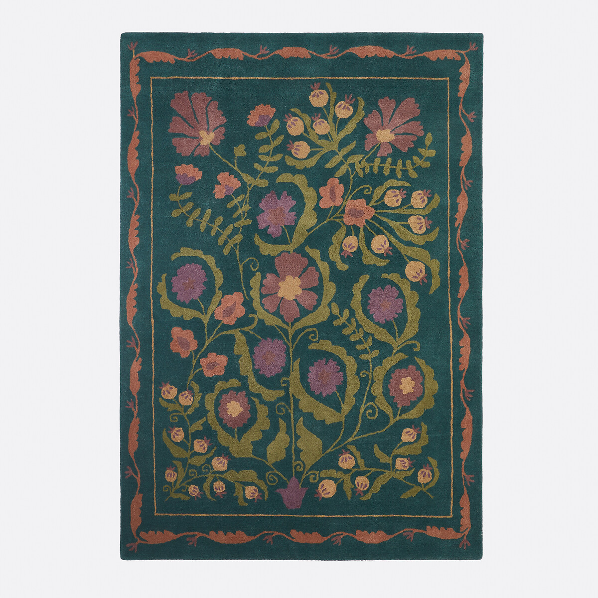 Tapis 100% laine, motifs fleurs, ANTONIA vert/multicolore, LA REDOUTE INTERIEURS