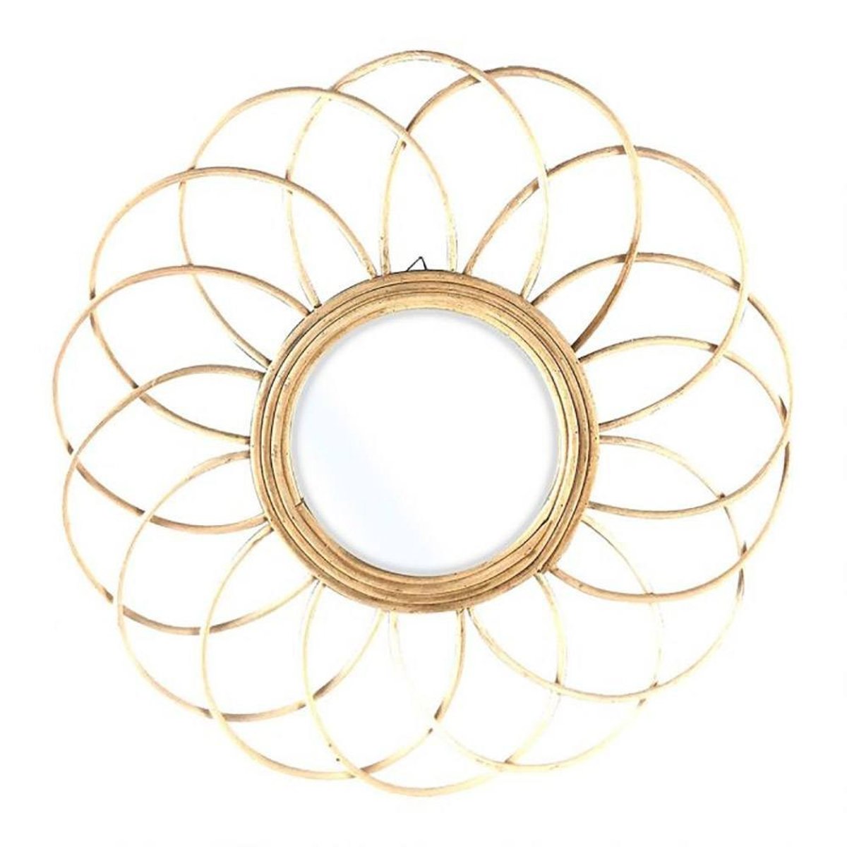 Miroir marguerite rotin D38.5 beige, DECORATIE
