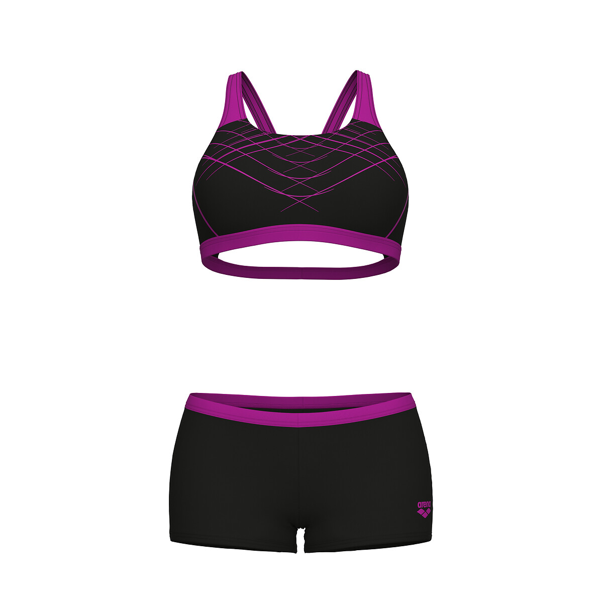 Maillot de natation 2 pièces MAXFIT noir/fuchsia, ARENA