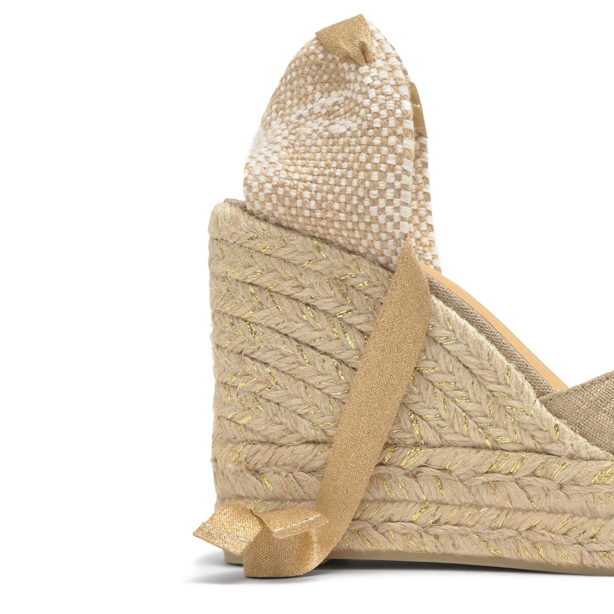 Espadrilles compensées en jute tressée à découpe en V CHIARA EXTRA PLATFORM taupe, CASTANER