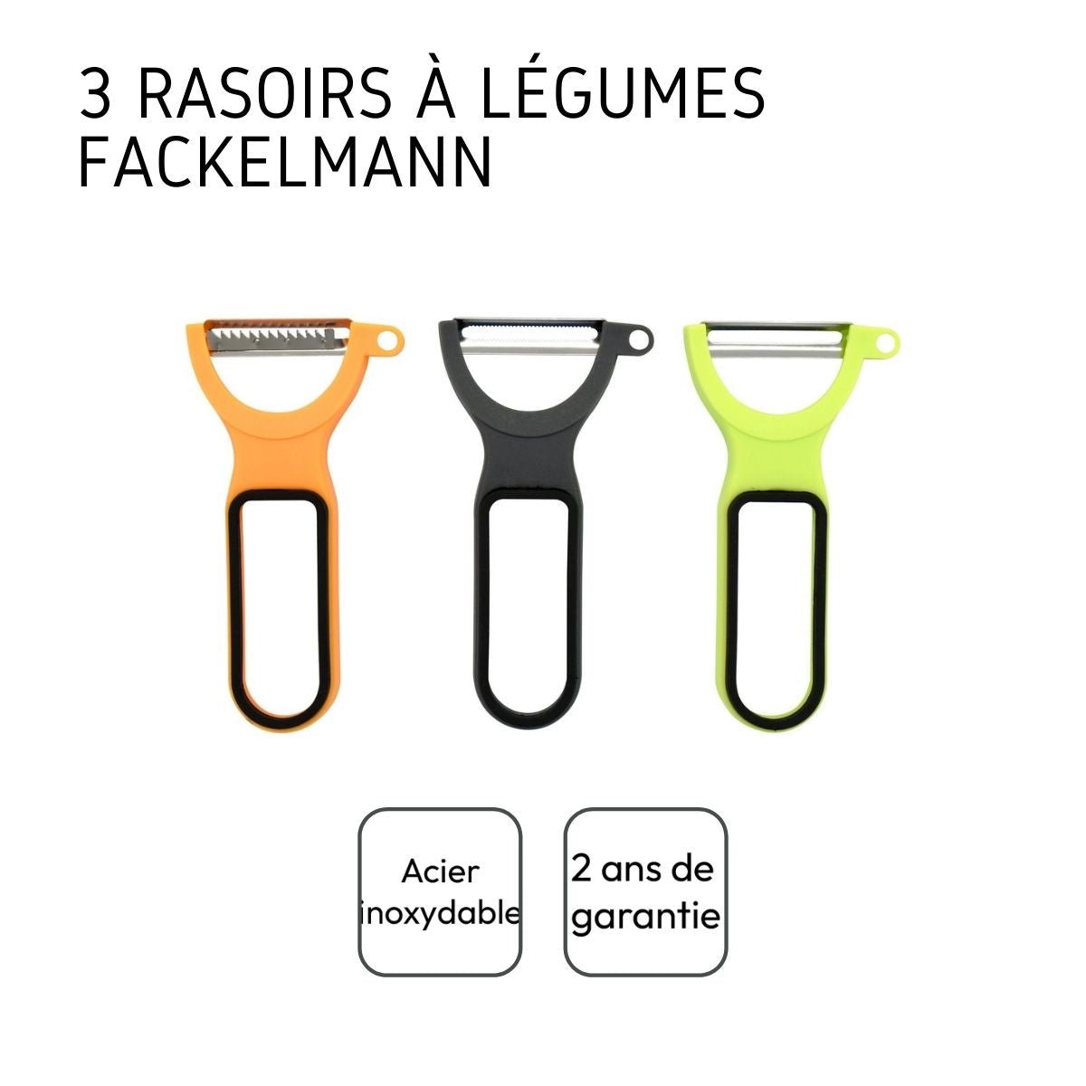 Lot de 3 rasoirs à légumes COLORS EDITION gris,vert,bleu, FACKELMANN