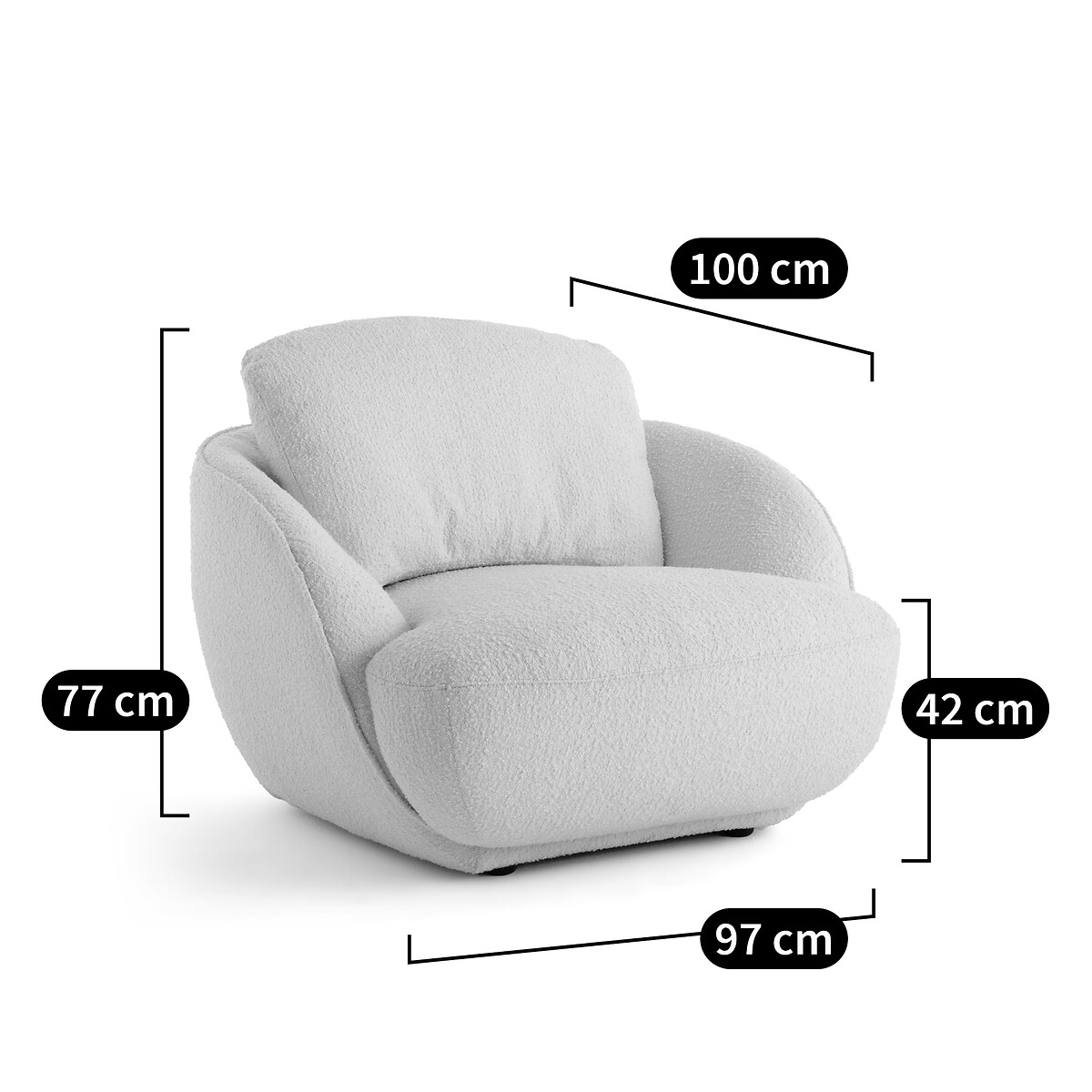 Fauteuil boule XL tissu velours, Alpine beige shiitake, AM.PM