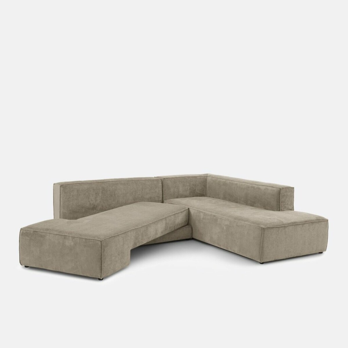 Canapé d'angle gauche ou droit, convertible, en velours texturé, Ginosa taupe, LA REDOUTE INTERIEURS