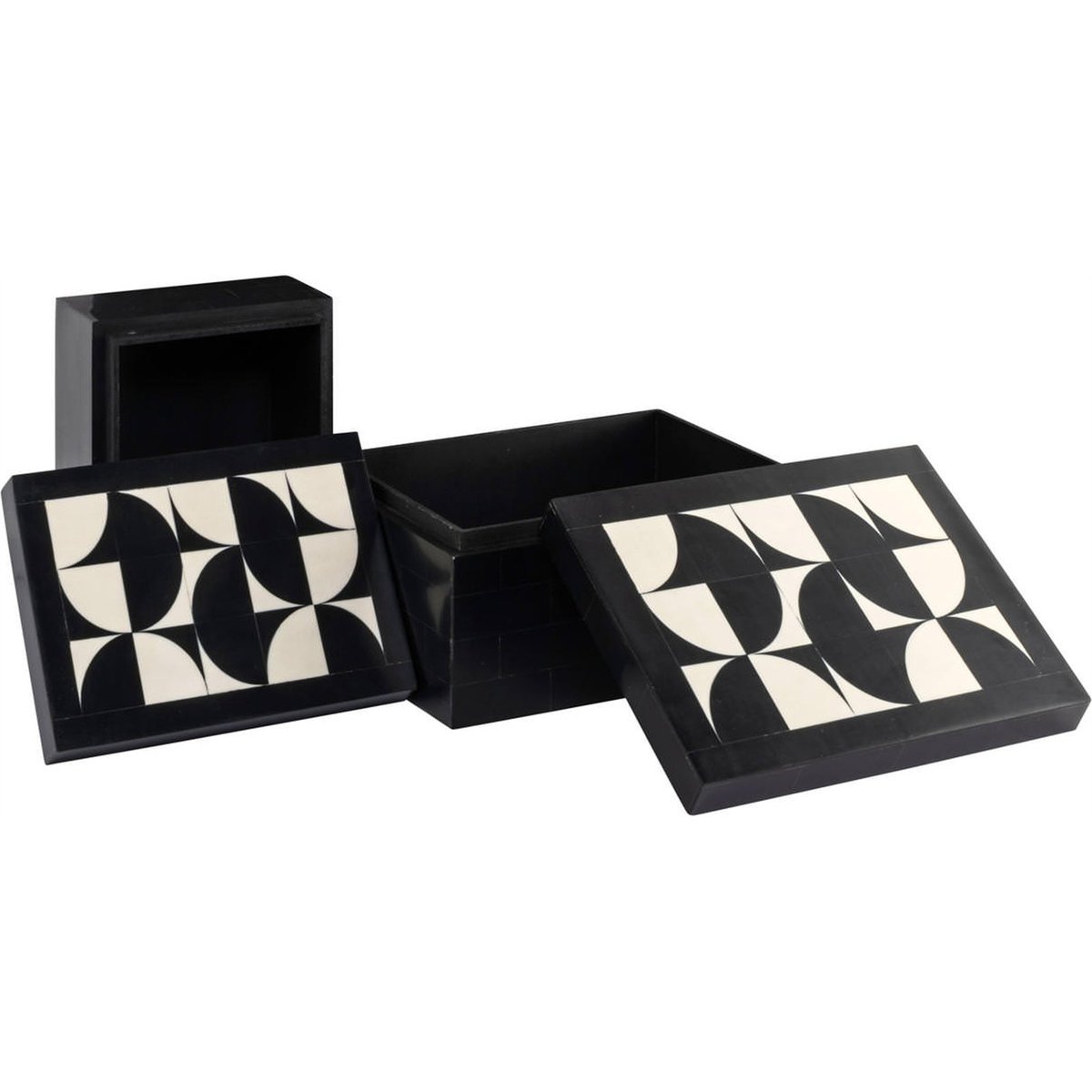 Boîte de rangement en bois, Lot de 2 noir et blanc, RECOLLECTION