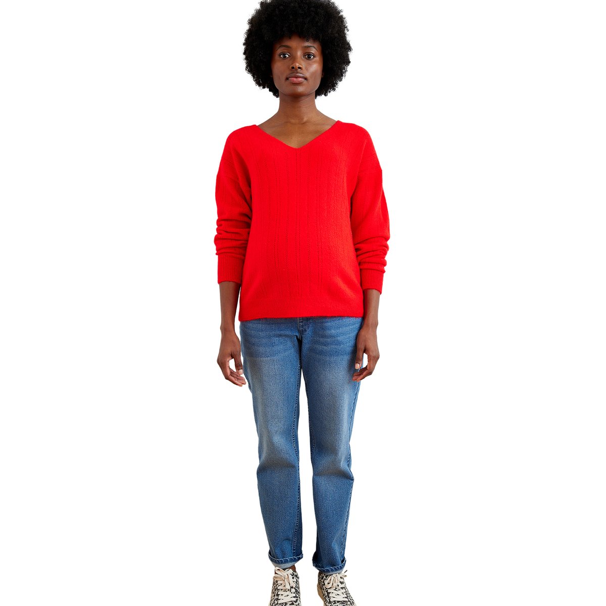 Pull col V grossesse en maille mousseuse fantaisie grenadine, VERTBAUDET