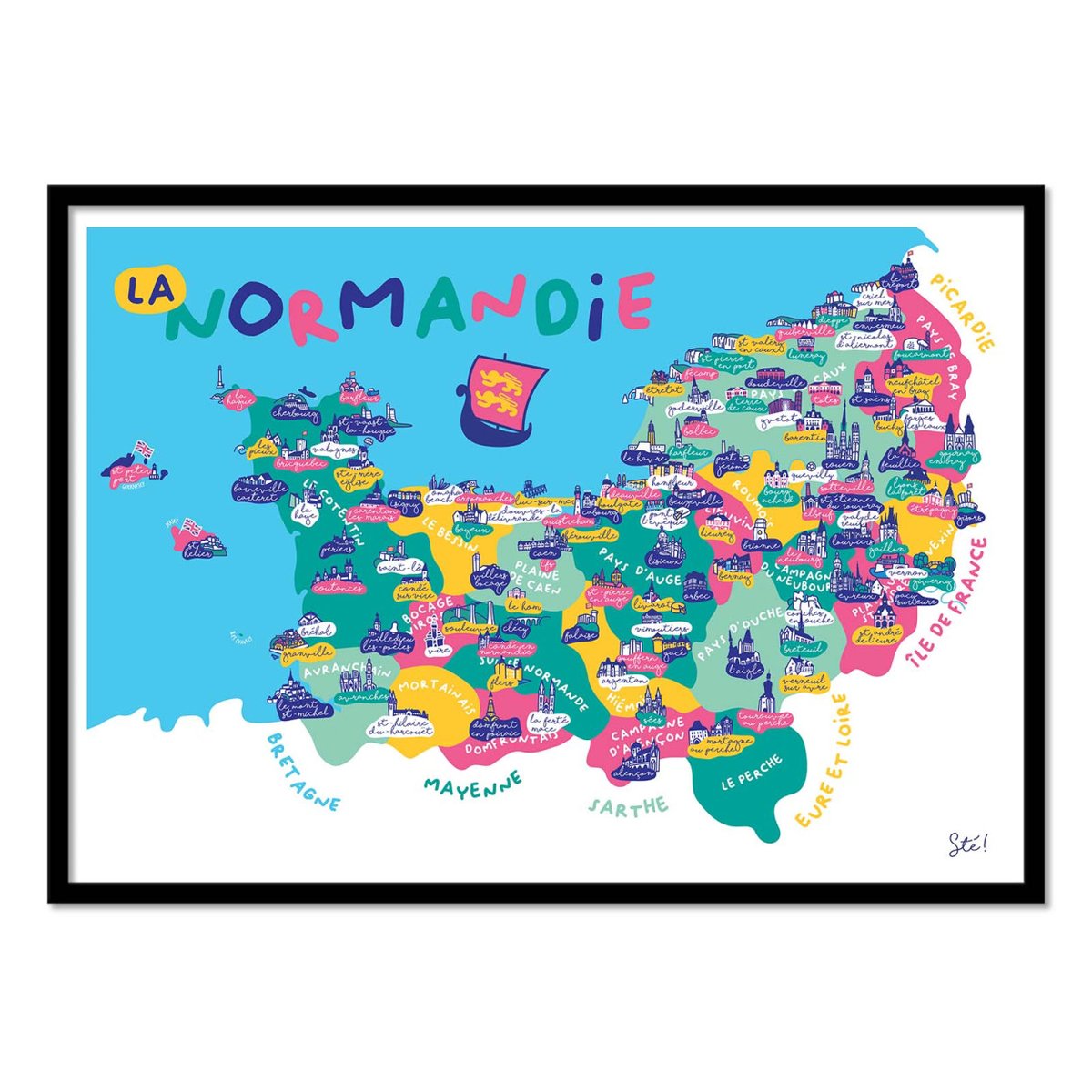 Affiche d'art - Normandie - Sté! couleur unique, WALL EDITIONS