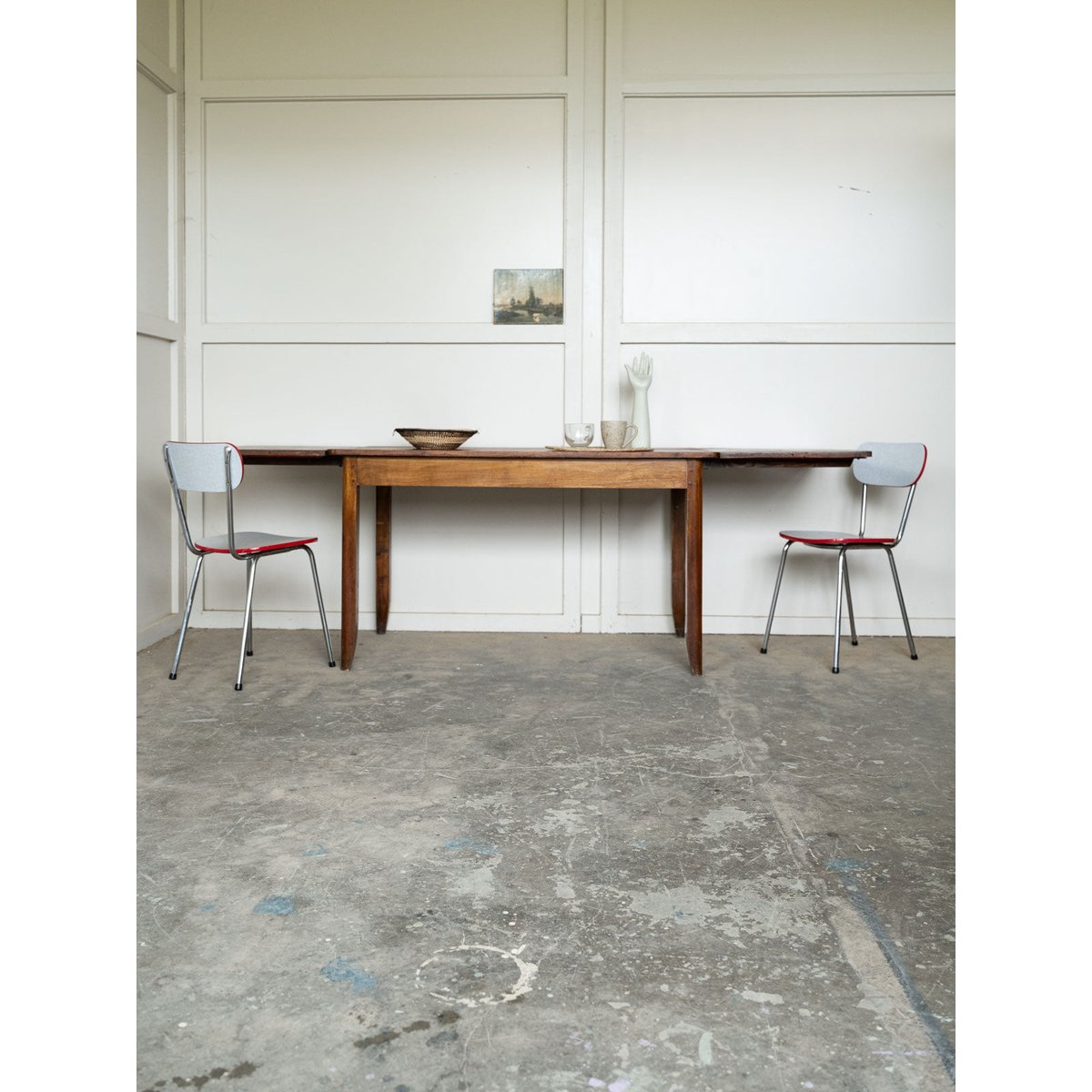 Table à manger de campagne en bois Romy N°1569 - Bon état bois foncé, DEBONGOUT