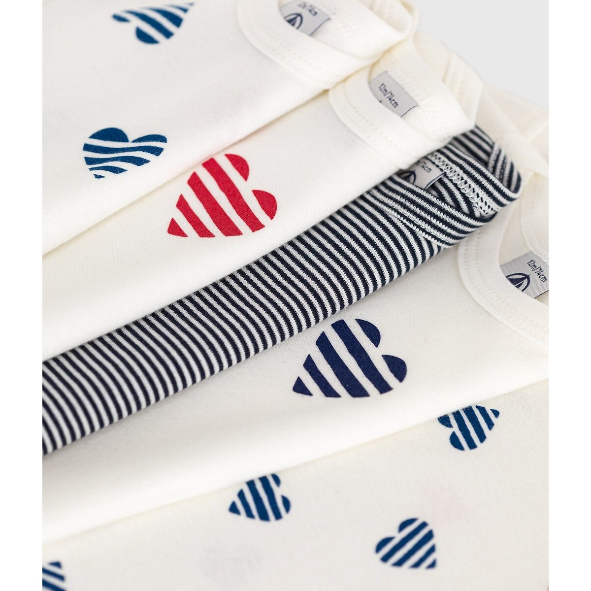 Pack of 5 Bodysuits with Short Sleeves white/grey, PETIT BATEAU