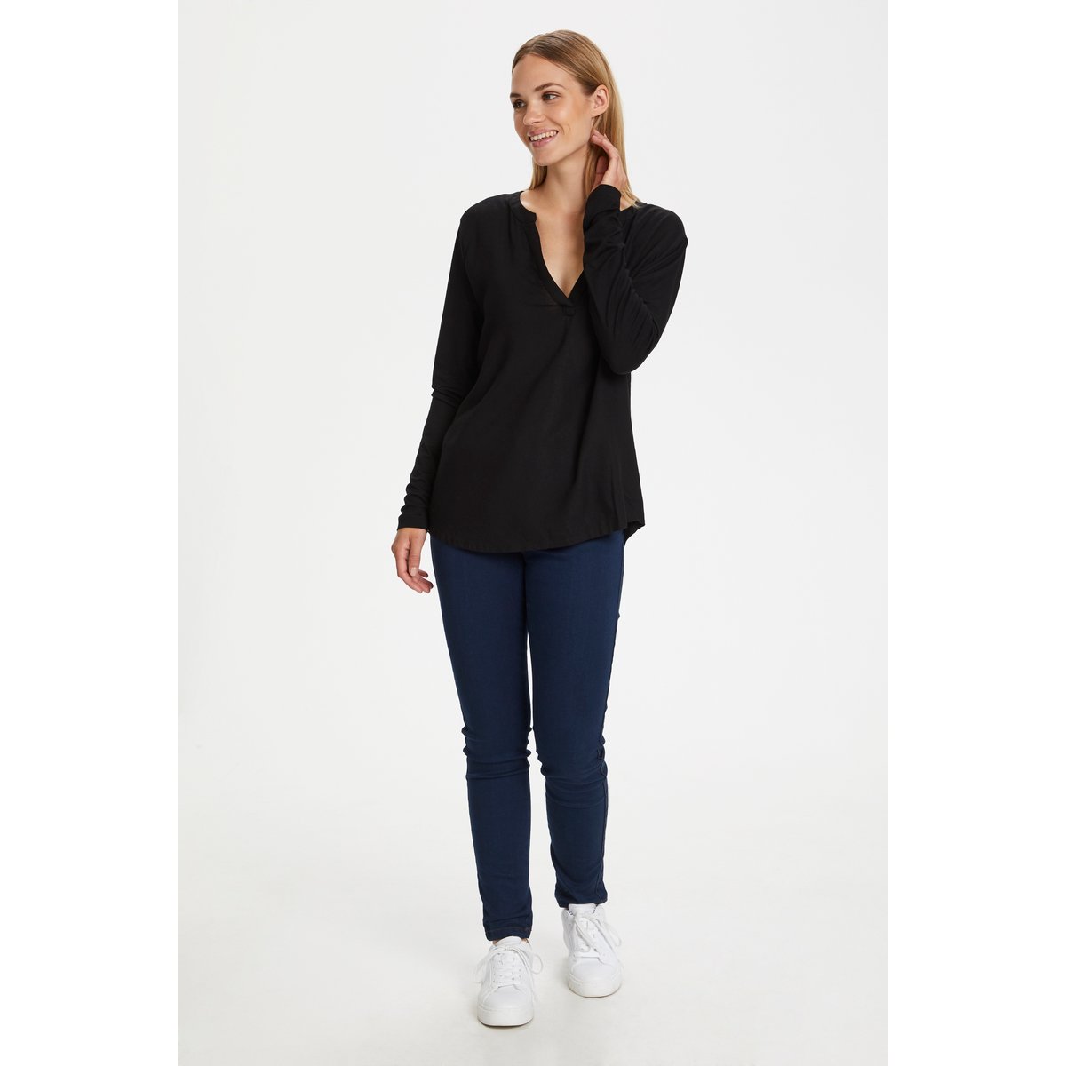 Long sleeved blouse noir black, KAFFE