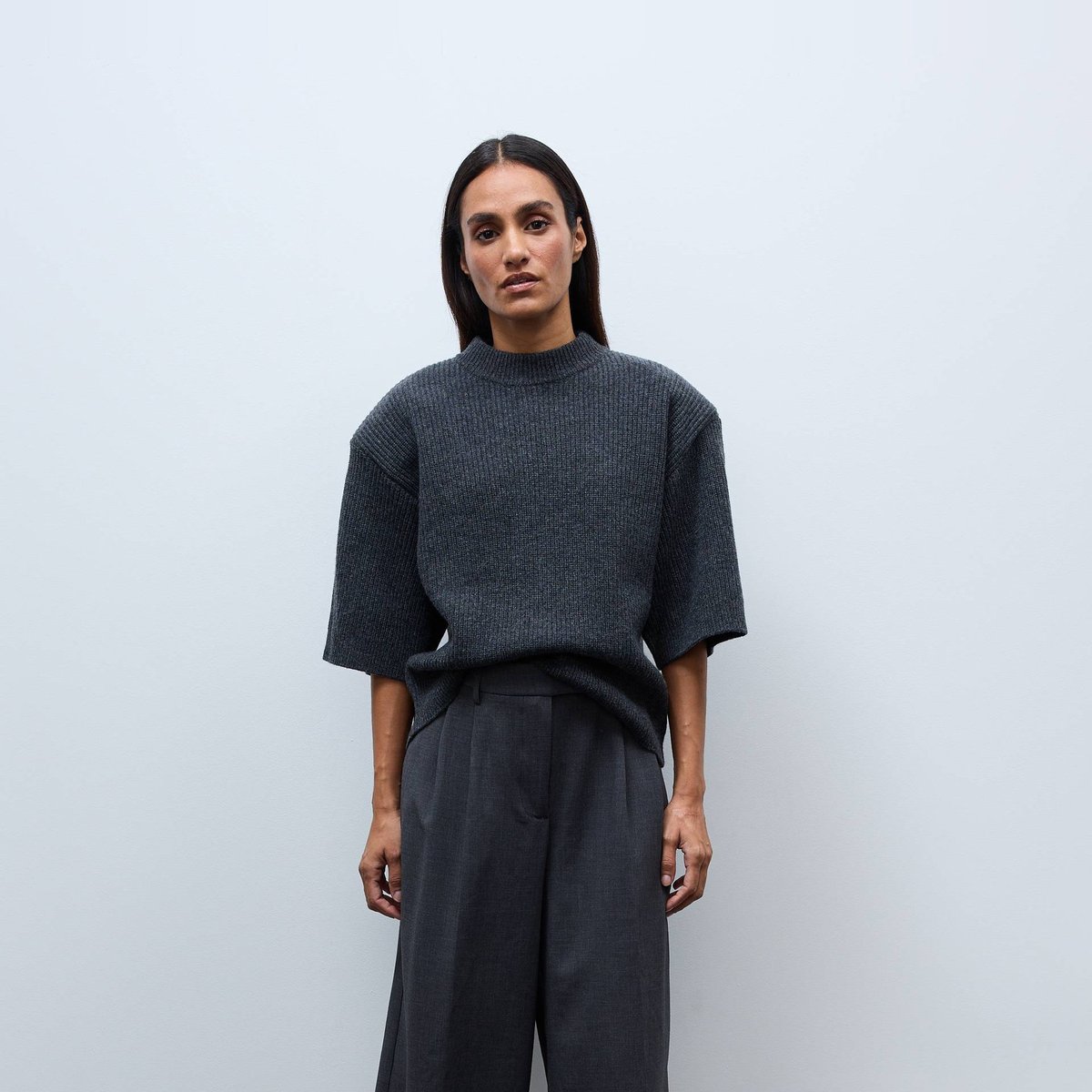 Pull manches coudes en laine avec épaulettes requin, MONOPRIX