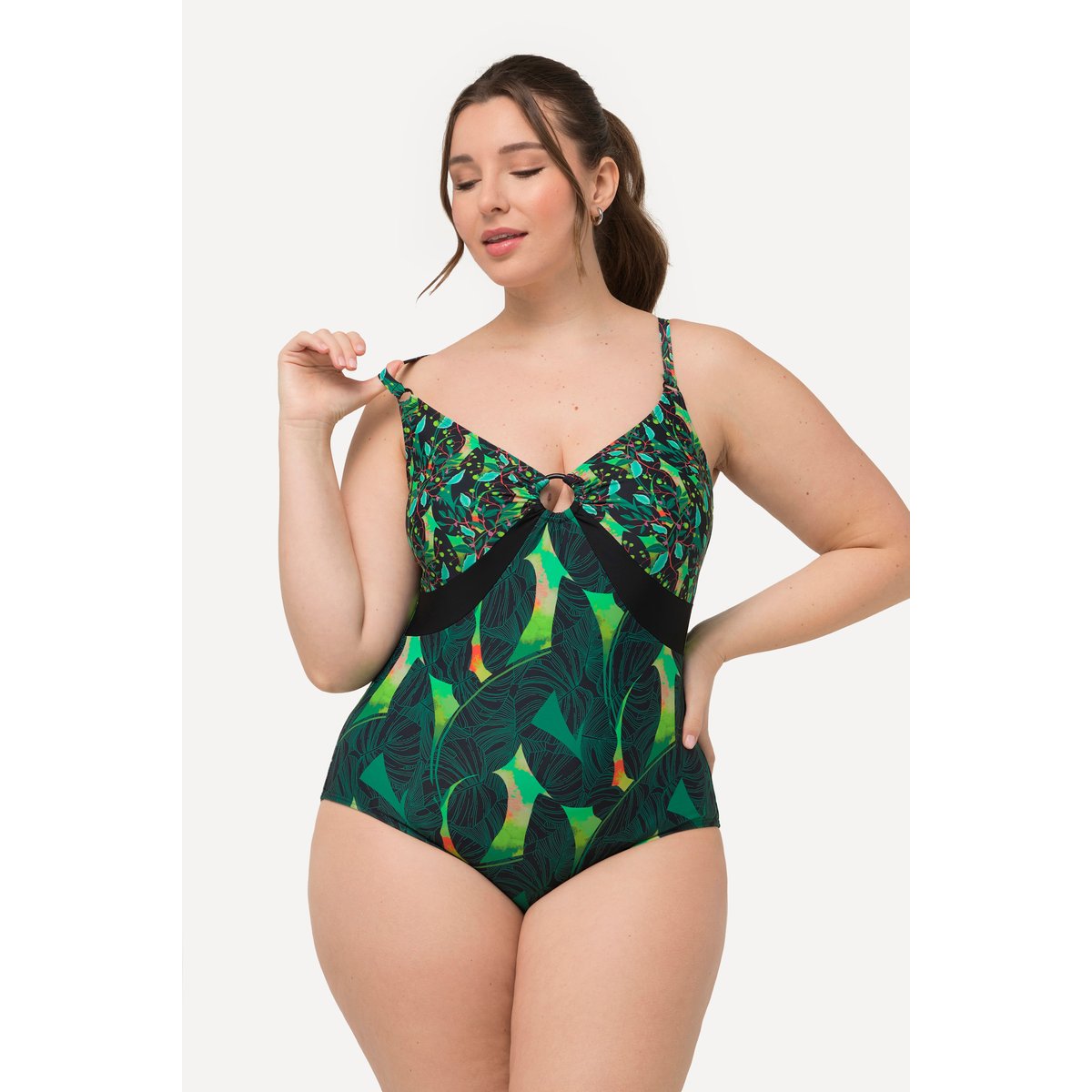 Maillot de bain à bonnets souples. Mélange noir, ULLA POPKEN