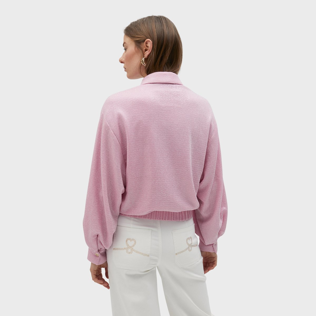 Veste bomber à col revers rose clair, LOLA CASADEMUNT