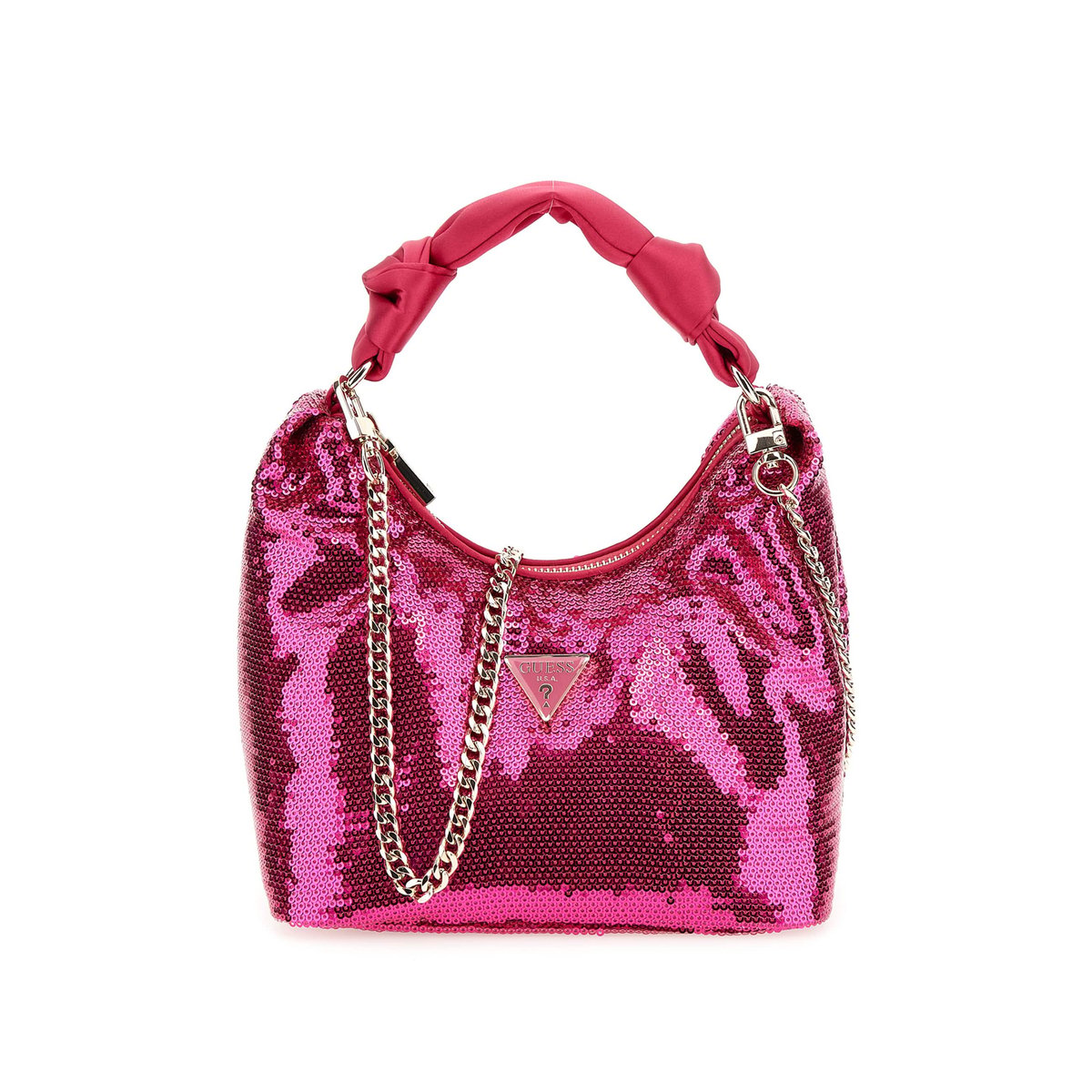 Mini Sac Hobo Velina À Sequins fuchsia, GUESS